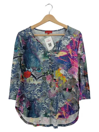 Laura di Sarpi Damen Bluse XL Mehrfarbig Abstrakt Print 3/4-Arm