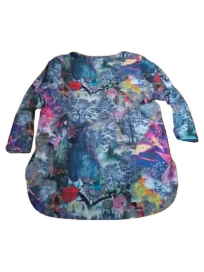 Laura di Sarpi Damen Bluse XL Mehrfarbig Abstrakt Print 3/4-Arm