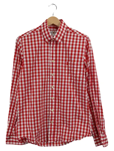 Almsach Trachtenhemd Herren Rot Kariert Gr. S 37, 38 Slim Fit Baumwolle