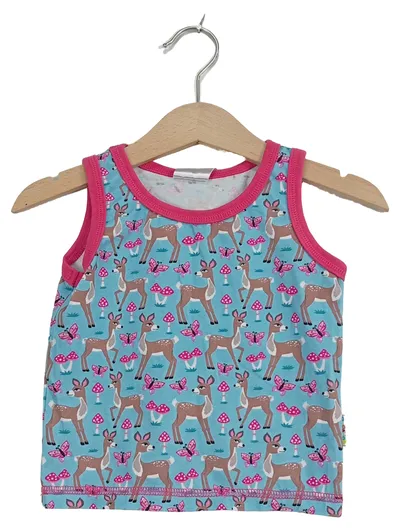 BABAUBA Kinder Unterhemd Tanktop Mädchen Hirsch Pilz Türkis Gr. 74