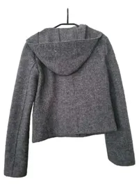 Marc O'Polo Damen Kurzmantel Wolljacke Gr. 36 Grau Kapuze 2
