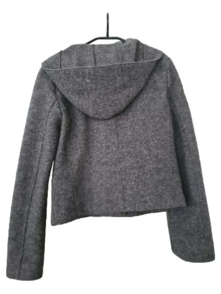 Marc O'Polo Damen Kurzmantel Wolljacke Gr. 36 Grau Kapuze 2