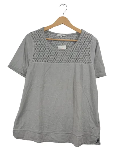 Sandwich T-Shirt Damen Grau Gr. XL Casual Lochmuster Baumwolle