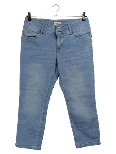 Collection L Damen Jeans Straight Leg Gr. 42 Hellblau Stretch Capri