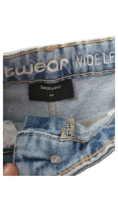beatwear Wide Leg Jeans Kinder Mädchen Gr. 164 Hellblau Straight