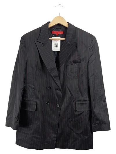 Hallhuber Damen Blazer Sakko Schwarz Gestreift Doppelreiher Gr. 42 Business