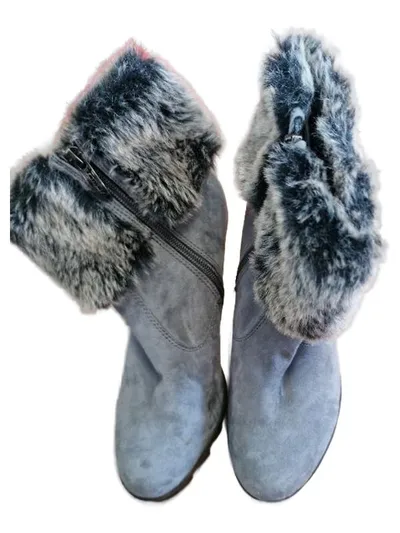 Tamaris Damen Stiefeletten Grau Kunstfellbesatz Reißverschluss Gr. 38