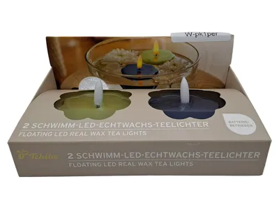 Tchibo LED Kerze 2er Set Blume Wachs Schwimmkerzen Batteriebetrieben 6.5x2.5cm