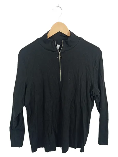 ever.me Pullover Herren 2XL Schwarz Langarm Half-Zip Reißverschluss Basic