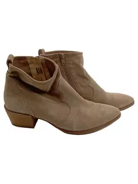 Paul Green Damen Stiefeletten Beige Wildleder Westernstiefelette Gr. 39.5 1
