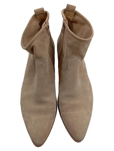 Paul Green Damen Stiefeletten Beige Wildleder Westernstiefelette Gr. 39.5