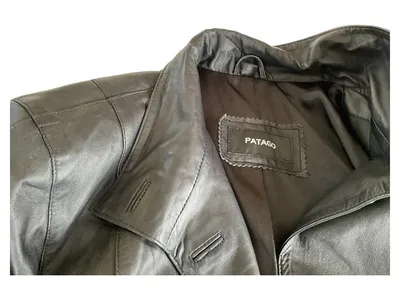 PATAGO Damen Lederjacke Schwarz Gr. 48 Klassisch Langarm