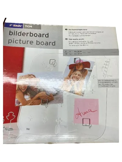 Tchibo TCM Bilderboard Picture Board Karten- und Fotohalter Acryl 30x30 cm