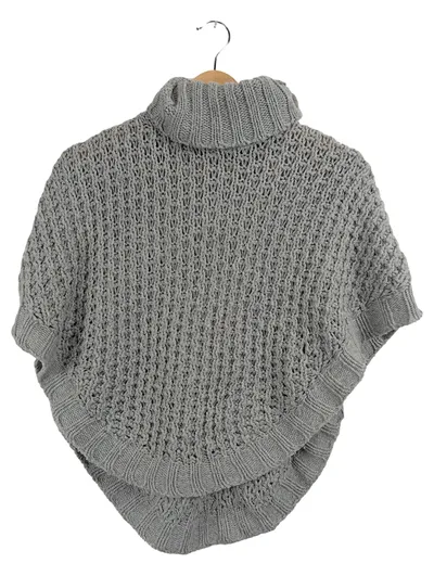 Tchibo Kids Mädchen Strick Poncho Rollkragen Grau Gr. 122x128