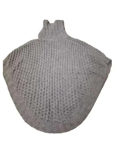 Tchibo Kids Mädchen Strick Poncho Rollkragen Grau Gr. 122x128