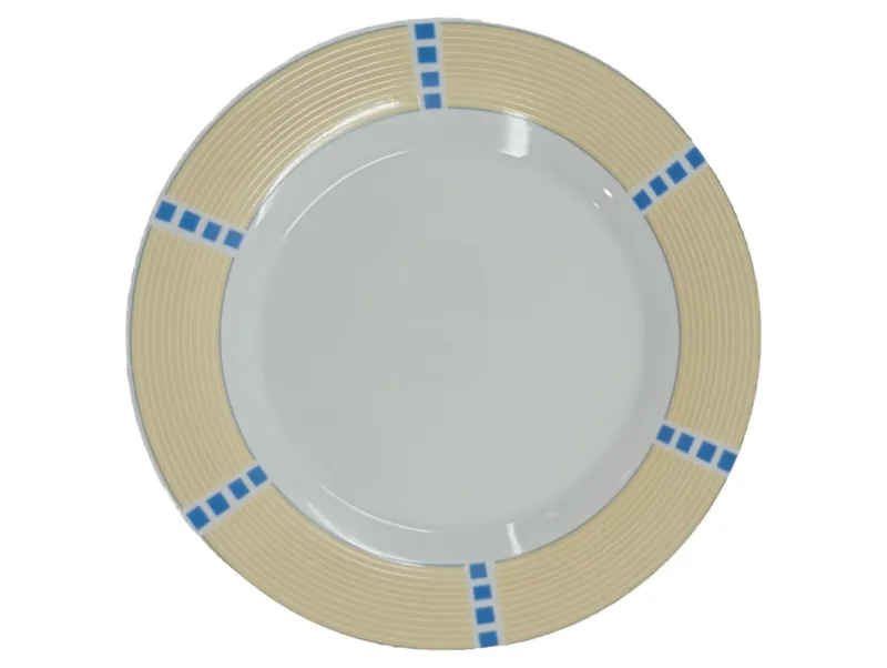 Domestic Orlando Essteller Teller 19 cm Porzellan Beige Blau Geometrisch 1