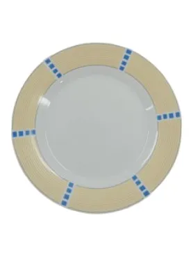 Domestic Orlando Frühstücksteller 19 cm Porzellan Beige Blau Grafisch