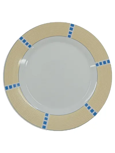 Domestic Orlando Essteller 19 cm Porzellan Weiß Gelb Blau Grafisch Modern