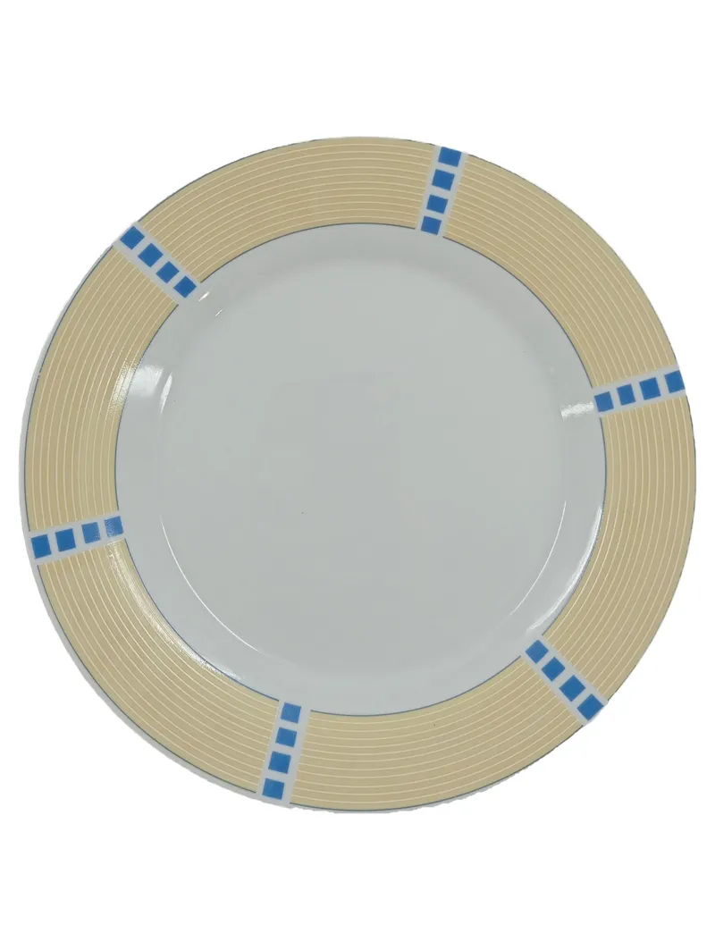 Domestic Orlando Essteller 19 cm Porzellan Weiß Gelb Blau Grafisch Modern 1
