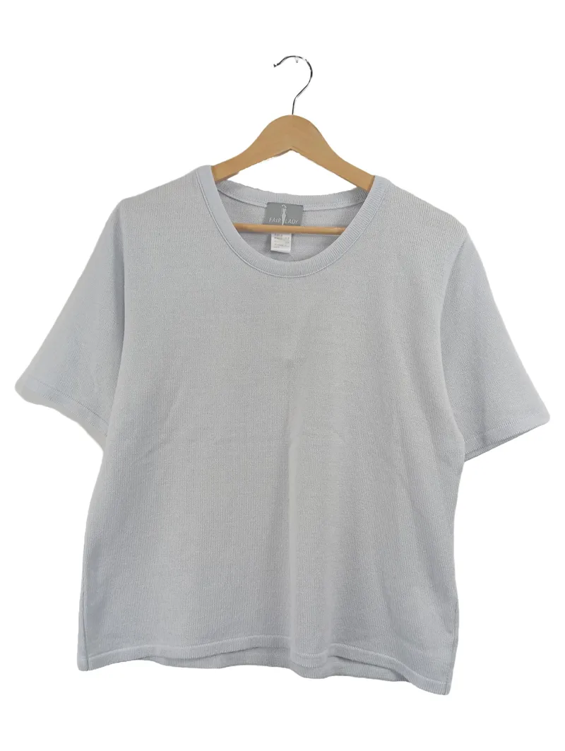 Fair Lady Damen Kurzarm Pullover Blau Gr. 42 Basic 1