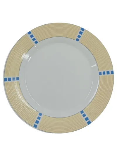 Domestic Orlando Frühstücksteller 19 cm Porzellan Beige Blau Geometrisch