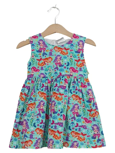 BABAUBA Kinderkleid Meerjungfrauen Türkis Sommerkleid Mädchen Baumwolle