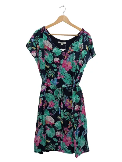 Comma Freizeitkleid Damen Gr. 42 Mehrfarbig Blumenmuster Viskose Seide