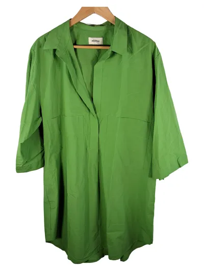 ottod'Ame Damen Hemdblusenkleid Grün Gr. 42 XL Baumwolle Casual
