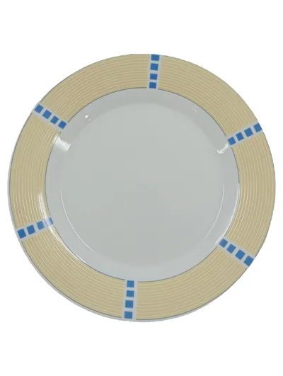Domestic Orlando Essteller Kuchenteller 19 cm Porzellan Beige Blau Grafisch