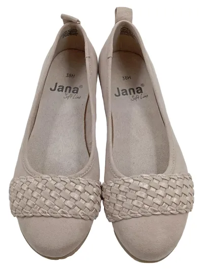 Jana Soft Line Damen Ballerinas Gr. 38 Beige Geflecht Komfort Schuhe