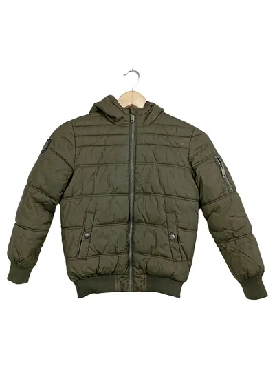Here & There Kinder Steppjacke Kapuze Oliv Gr. 134 Winterjacke