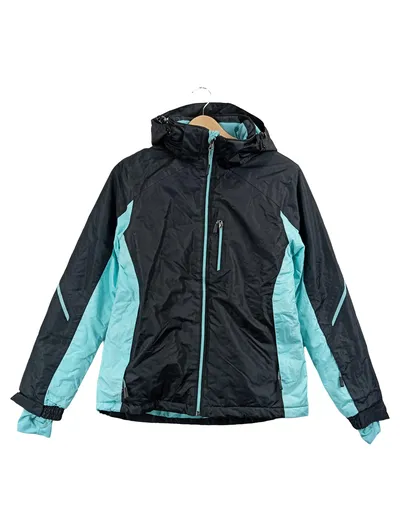 Crivit Outdoorjacke Damen Gr. 38 M Schwarz Kapuze Sport Freizeit
