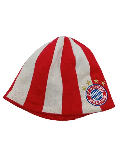 FC Bayern München Beanie Mütze Rot Weiß Gestreift Fanmütze Strickmütze