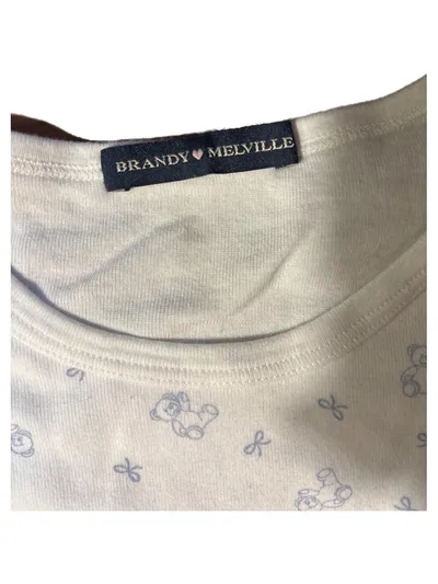 Brandy Melville T-Shirt Damen Gr. S Weiß Teddy Bär Print Kurzarm