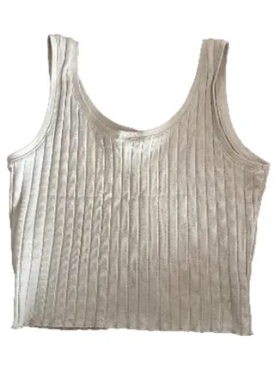 Pageone Damen Pullunder Top Rippstrick Knopfleiste Beige Gr. 38, M