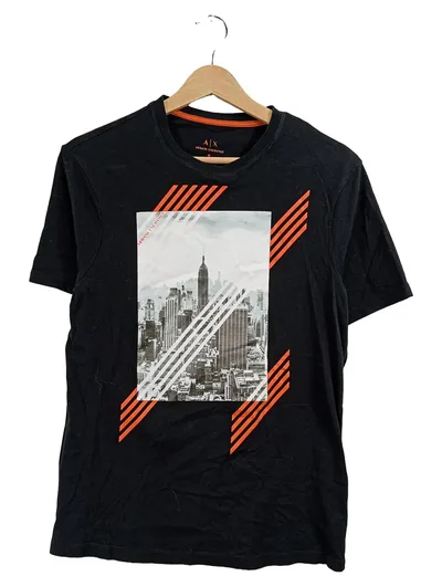 ARMANI EXCHANGE Herren T-Shirt Gr. 46, S Schwarz Skyline Print
