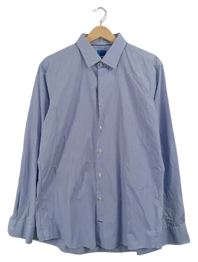 JOOP! Herren Business Hemd Gr. 42 Blau Kariert Langarm Baumwolle
