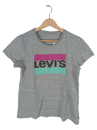 Levi's Damen T-Shirt Grau Gr. 36 S Logo-Print Casual Baumwolle