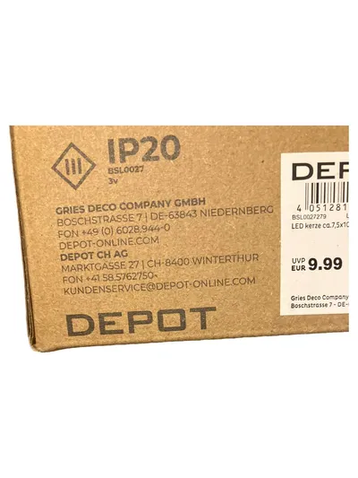 DEPOT LED Kerze Echtwachs mit Fernbedienung Weiß 11cm Flackerlicht