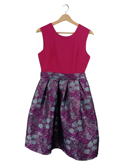 Marc Angelo Festliches Kleid Damen Gr. 38 Pink Floral Ärmellos Midikleid