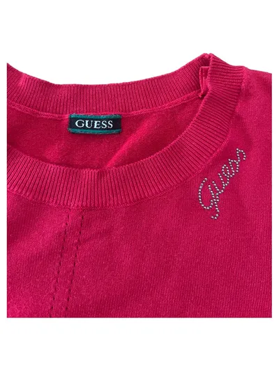 GUESS Damen Pullover Gr. 36/S Rot Langarm Strass Logo Viskose