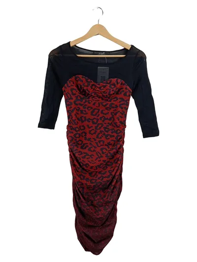GUESS Cocktailkleid Damen Gr. 34 XS Rot Animal-Print Schlauchkleid Party