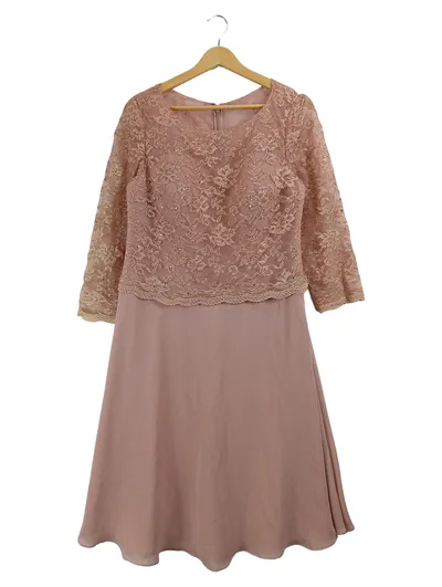 JJ's House Damen Festkleid Spitze Rosa Gr. 44 Hochzeit Abendkleid Langarm