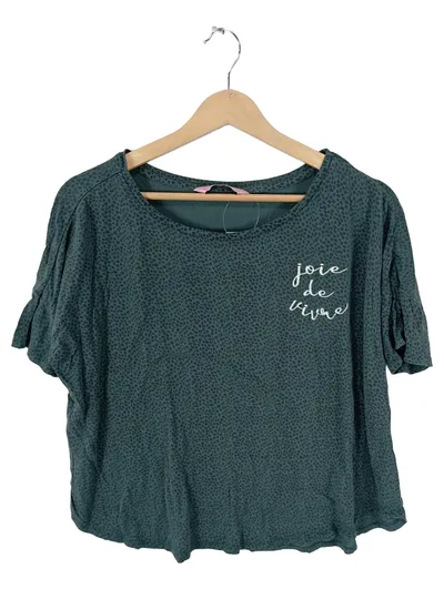Hunkemöller Damen T-Shirt Gr. M Petrol Tierdruck Joie de Vivre Casual