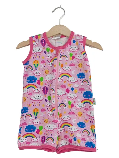 BABAUBA Baby Mädchen Strampler Schlafanzug Gr. 74 Rosa Regenbogen