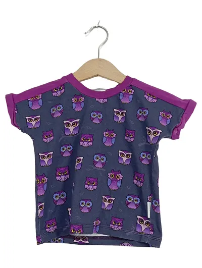 BABAUBA Kinder T-Shirt Eulen Muster Gr. 86 Lila Baumwolle