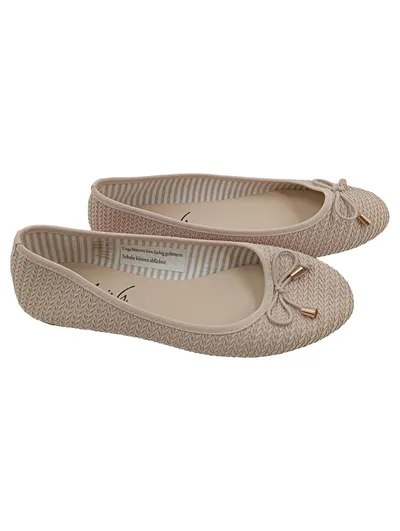 Annie G. Damen Ballerinas Beige Gr. 37 Schleife Strukturmuster