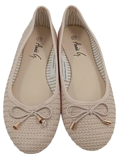 Annie G. Damen Ballerinas Beige Gr. 37 Schleife Strukturmuster