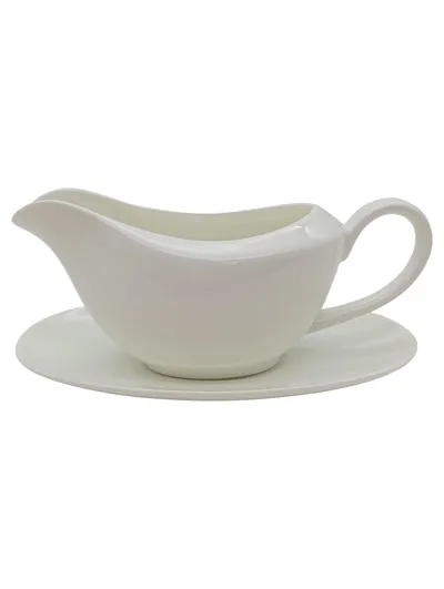 Crofton Sauciere Soßenkännchen mit Untertasse Classic Bone China Weiß