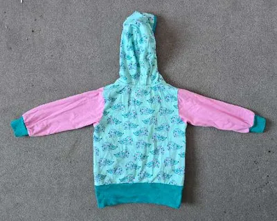BABAUBA Kinder Sweatjacke Kapuzenjacke Igel-Muster Gr. 74 Türkis Rosa